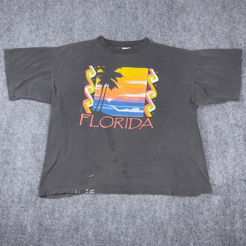 Vintage Florida Sun Sportswear Graphic T-Shirt Mens XL Black 90s Single Stitch
